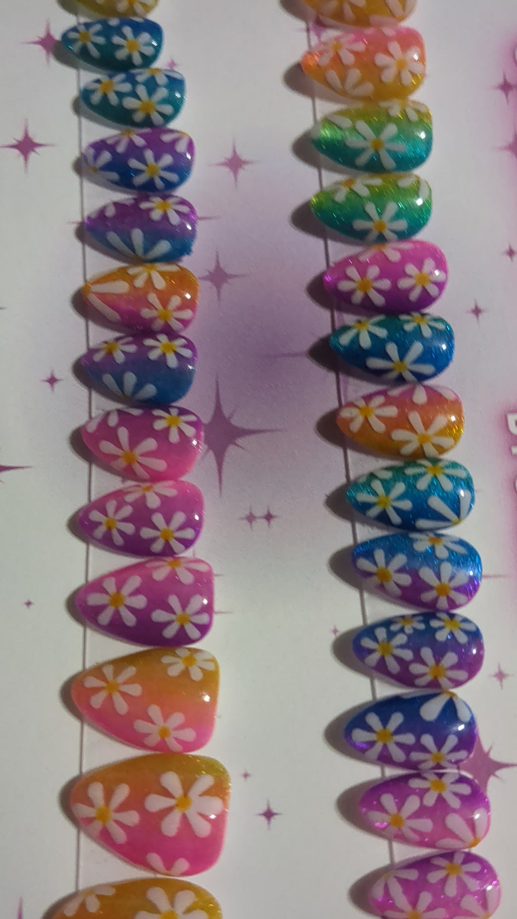 Neon Garden - Short Almond (glow in the dark flowers)