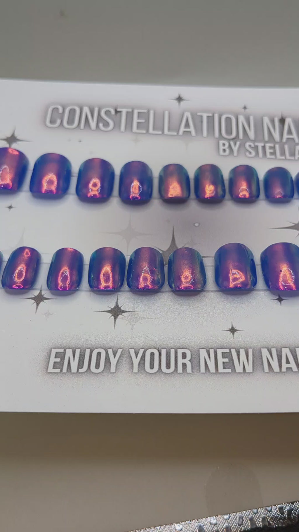🌌 Neon Nebula – XS Square Multi-Chrome Press-On Nails