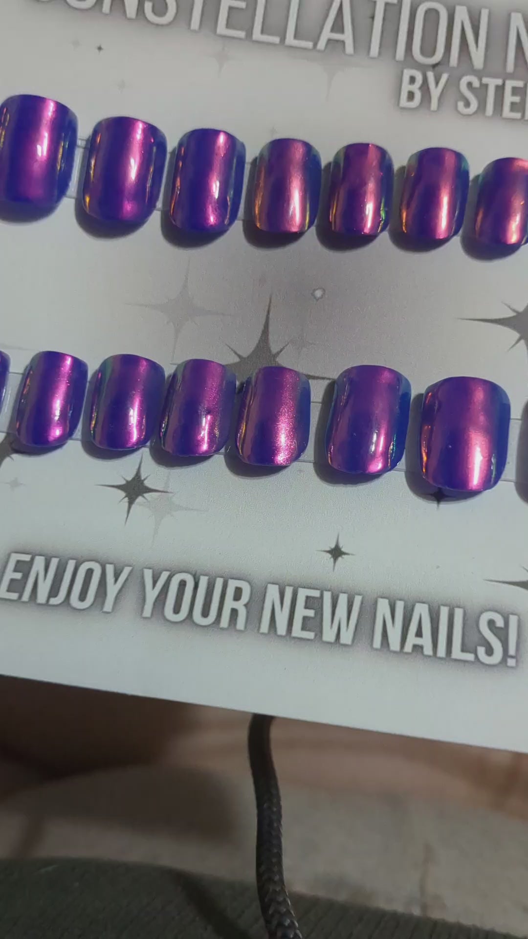 🌌 Neon Nebula – XS Square Multi-Chrome Press-On Nails